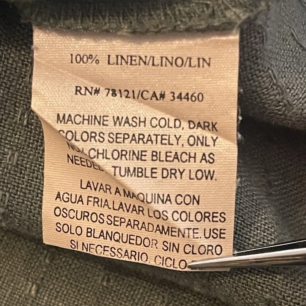 Eileen Fisher Button Front Textured Linen Tunic Top Womens M Green Laganlook - Picture 8 of 8